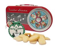Musical Radio Shortbread Biscuit Tin - Retro Style Santa Radio Tin Filled with Scottish Shortbread Cookies 200g & Topline Christmas Ornament. Biscuits Gift Set for Christmas Stocking Fillers