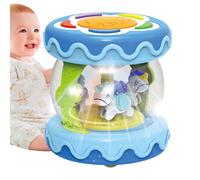 Musical Rotating Light Up Drum Toy, Carousel Crawling Learning Toy, Adorable Lights and Music Plush, Sensory Activity Toys for 12 Months Toddler Boy Girl, 3.94x3.94x4.33 inches
