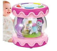 Musical Rotating Light Up Drum Toy, Carousel Crawling Learning Toy, Adorable Lights and Music Plush, Sensory Activity Toys for 12 Months Toddler Boy Girl, 3.94x3.94x4.33 inches