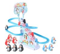 Musical Running Track with Penguins - Roller Coaster Design, LED Sliding Toy 28 x 25 x 15 cm, Sound Set with Diamonds, Immersive Movement Game | Fun Shaped Toy