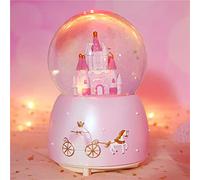 Musical Snow Globe, 3D Rotating Castle Crystal Ball Music Box With Dreamy Led Illuminated &7 Sweet Songs Shatterproof Snow Globes Desktop Ornament Home Decor For Girls Kids 3.1x4.7 inch