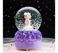 Musical Snow Globe Crystal Ball, 3D Rotating Fairy Tale Sweet Princess Crystal Ball Music Box with Colorful LED Light & Melody Musical Christmas New Year Birthday Gift Decor Artware for Adults