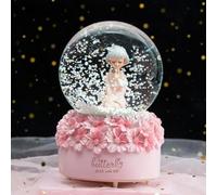 Musical Snow Globe Crystal Ball, 3D Rotating Fairy Tale Sweet Princess Crystal Ball Music Box with Colorful LED Light & Melody Musical Christmas New Year Birthday Gift Decor Artware for Adults