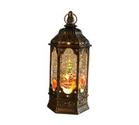 Musical Snow Globe Lantern USB Powered LED Illuminated Holiday Decor with Swirling Santa Claus Scene and Music