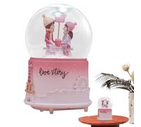 Musical Snow Globe - Light Up Crystal Ball Music Box, Clear Glass Sphere with Cartoon Couple Figurine, Hand Painted Resin Romantic Ornament, Battery Operated Decorative Lantern | for Valentine Gift Be