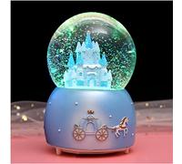 Musical Snow Globe Music Box Crystal Ball illuminated Musical Ornament Melody Artware Birthday Christmas New Year Musical Gift for Girls Children Kids (Blue)
