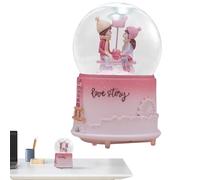 Musical Snow Globe - Transparent Musical Carousel | Lighted Ball with Couple Statue of Cartoon, Illuminated Decoration with Water Globe, Music and Music Globe