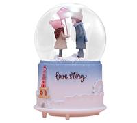Musical Snow Globes with LED Lights - Enchanting Lighted Crystal Ball Snowglobe | Decorative Cartoon Night Light | Perfect Valentine’s Day Music Box for Women and Girls