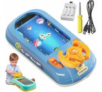 Musical Steering Wheel Toy, Car Racing Adventure Toy, Racing Adventure Car Steering Wheel Toy for Boys 3+, Interactive Educational Learning Race Car Toy with Music & Sound, 200 Levels(Blue)