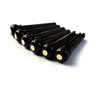 MUSICAL STRING Ebony Guitar Bridge Pins with Brass Dot High Quality 6 pcs (1 Set)