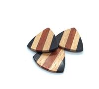 MUSICAL STRING GUITAR PICKS WEDGE SHAPE EBONY PADAUK MAPLE WOOD NATURAL FINISH HANDMADE EXOTIC PLECTRUM PACK OF 3