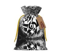 Musical Theme Music Clefs Christmas Drawstring Sack Gift Bag, Lightweight And Cute In Design