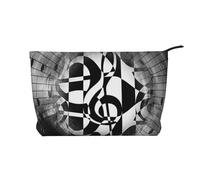 Musical Theme Music Clefs Corduroy Makeup Bag with Stylish and Durable Zipper Design