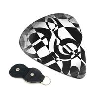 Musical Theme Music Clefs Guitar Picks, 6 Pcs Guitar Plectrums double-sided printing, suitable for acoustic, electric and bass guitars, including 0.46 mm 0.71 mm 0.96 mm