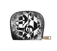 Musical Theme Music Clefs Leather Semi-Circular Card Bag, Compact and Convenient, Easy to Store