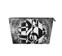 Musical Theme Music Clefs Leather Travel Wash Bag, Stylish and Durable, Easy to Carry