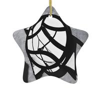 Musical Theme Music Clefs Print Christmas Tree Ceramic Hanging Star Shaped Christmas Tree Pendants Family Gatherings Holiday Party Decor.