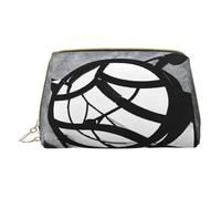 (Musical Theme Music Clefs) Print Pu Leather Makeup Bag with Zipper Pocket Compact Organizer for Travel/Purse