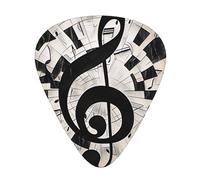 Musical Theme Music Clefs Printed Custom 12 Pieces Guitar Pick In A Box,The Pick Makes Sound Clear, Ukulele, Electric Bass (0.46 0.71 0.96mm)