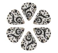 Musical Theme Music Clefs Printed Guitar Picks -6 Pcs Guitar Picks Plectrum,Guitar Accessories,Electric Guitar Pick, Bass & Ukulele 0.71mm