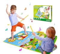 Musical Toys for 1 2 3 Year Old Boys, 3 in 1 Animal Piano Drum Mat with 19 Sounds & Recording Function - Toddler Toys for Boys Age 1-3 (Green)