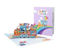 Musical Train Birthday Cards, Pop Up Birthday Cards with Music and Rainbow Pattern, 3D Thank You Card, Funny Train Gift for Kids, Man, Woman, Wife, Husband
