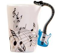 Musical Treble Clef Ceramic Coffee Mug - 200ml Handcrafted Music Note Porcelain Cup with G-Clef Handle - Unique Gift for Music Teachers, Piano Players, Singers, and Composers (Guitar)