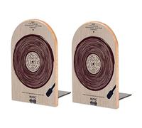 Musical Vinyl Record CD Player Brown 2 PCS Wood Book Ends, Book Shelf Holder Non-Slip Wooden Bookends Stand for Shelves Home Office Library Study Decor
