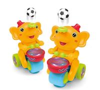 Musical Walking Elephant Drummer Toy, Blowing Ball Crawling Toy With Lights And Sounds, Electric Rolling Ball Drum, Baby Elephant Football Drummer Toys, Drum Floating Balls Sensory Toys(Orange*2)