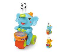 Musical Walking Elephant Drummer Toy, Blowing Ball Crawling Toy With Lights And Sounds, Electric Rolling Ball Drum, Baby Elephant Football Drummer Toys, Drum Floating Balls Sensory Toys(Blue)