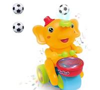 Musical Walking Elephant Drummer Toy, Viral Elephant Toy with Ball, Baby Elephant Musical Crawling Toy with Lights, Electric Elephant Toy with Music Light Universal Wheel for Kids 1-3 (orange)
