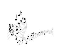 Musical Waves with Notes and a Clef Fine Carving Stickers 60.8x81.6cm Equipped with Transfer Film kit Black