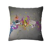 Musical With Spray Print Linen Decorative Throw Pillow Covers,Hidden Zipper,Modern Farmhouse Home Decor For Couch,Bed