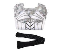 Musical Women's Clothing The Musical Jane Costume Theatre Broadway Music Festival Stage Performance Dress Halloween Carnival Outfit for Carnival, Halloween, Party(L) White