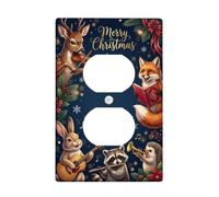 Musical Woodland Animals Christmas Quote Forest Duplex Outlet Covers Plate | Musical Forest Animals, Seasonal Botanical Accents, Elegant Gold Lettering, Winter Holiday Decor, Woodland Theme