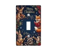Musical Woodland Animals Christmas Quote Forest Toggle Switch Plate | Musical Forest Animals, Seasonal Botanical Accents, Elegant Gold Lettering, Winter Holiday Decor, Woodland Theme