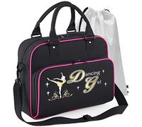 MusicaliTee Ballet Dancer - Dancing Girl - BLACK + MAGENTA - DUO DANCE & Drawstring Shoe Bag