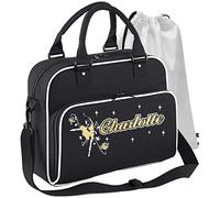 MusicaliTee Ballet Dancer - Dancing Girl Flowers - BLACK + WHITE - Personalised DUO DANCE & Drawstring Bags
