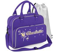 MusicaliTee Ballet Dancer - Dancing Girl Flowers - PURPLE - Personalised DUO DANCE & Drawstring Bags