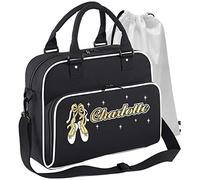 MusicaliTee Ballet Dancer - Pointe Shoes Ribbons - BLACK + WHITE - Personalised DUO DANCE & Drawstring Bags