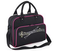 MusicaliTee Clarinet Curved Stave - Black + Magenta - Duo Music Shoulder Bag