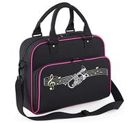 MusicaliTee Cornet Curved Stave - Black + Magenta - Duo Music Shoulder Bag