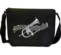 MusicaliTee Flugelhorn Flugel Curved Stave - Sheet Music & Accessory Messenger TRIO Bag