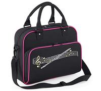 MusicaliTee Flute Curved Stave - Black + Magenta - Duo Music Shoulder Bag