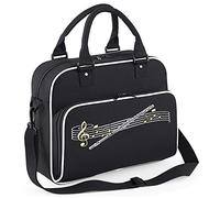 MusicaliTee Flute Curved Stave - Black + White - Duo Music Shoulder Bag