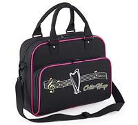 MusicaliTee Harp Celtic & Instrument Name - Black + Magenta - Duo Music Bag