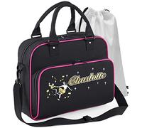 MusicaliTee Jazz Swing Jive Lindyhop Dancing - BLACK + MAGENTA - Personalised DUO DANCE & Drawstring Bags