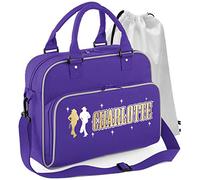 MusicaliTee Line Dancing - Cowgirl Cowboy Dancers - PURPLE - Personalised DUO DANCE & Drawstring Bags