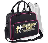 MusicaliTee Line Dancing - Dance Dude With Attitude - BLACK + MAGENTA - DUO DANCE & Drawstring Shoe Bag