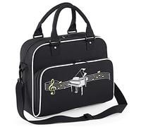 MusicaliTee Piano Curved Stave - Black + White - Duo Music Shoulder Bag